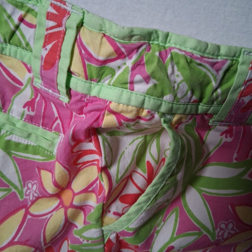 Lilly Pulitzer Shorts Girls 7 Garden Vista Pink Green Elephant Floral Beach - Picture 9 of 14